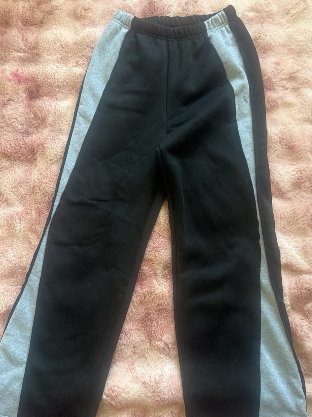 Shein Black Sweatpants with Gray Side Panels
